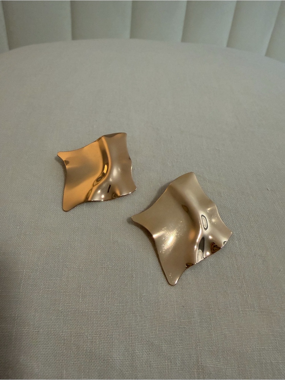 Modern Sculptural Gold Tone Statement Earrings